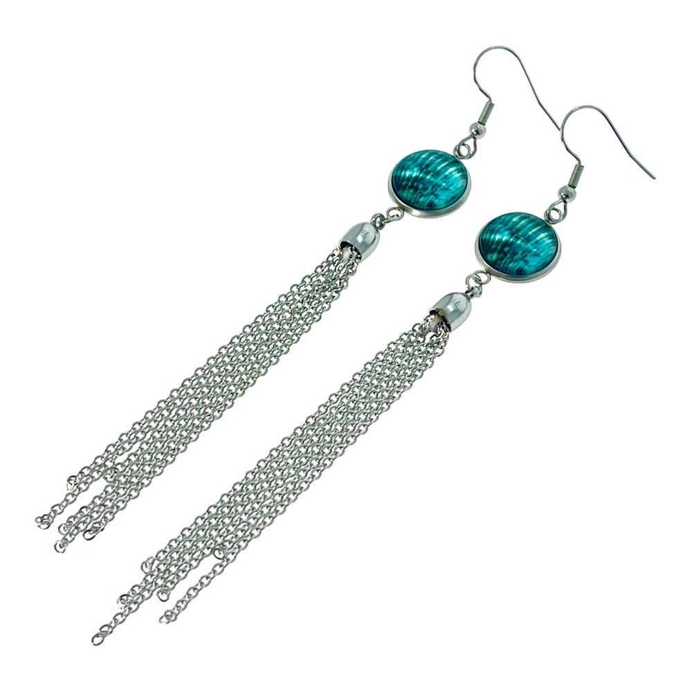 Aqua Gypsy Tassel Earrings